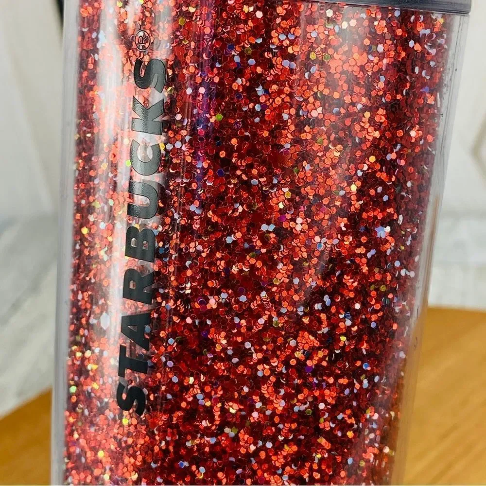 Starbucks Glitter Twist‎ Top Acrylic Tumbler Cup Red Silver Holiday